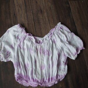 Cute Tie-Dye Purple & White Crop Top